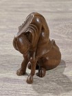 Vtg Handcarved Wooden Basset Hound Dog Folk Art Wood Figurine 4 5 