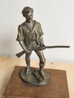 Vintage Hudson Pewter Lexington Minuteman P w  Baston 1970 Figurine Wood Base