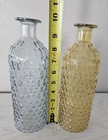 Bottle Flower Vase Glass Tinted Geometric Design Blue Yellow 10  Lot Of 2