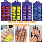 100pc box Long False Nail Tips Acrylic Full Cover Coffin Fake Nail Art Manicure   