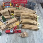 Wooden Train Track Lot With Accessories Over 50 Pcs Compatible Thomas Brio