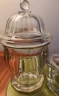 Vintage Indiana Glass Apothecary Pharmacy Jars Set Of 2 Clear Panel Canisters 