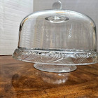 Vintage Anchor Hocking Heat Resistant Clear Glass Domed Cake Stand   Pedestal 