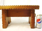 Vtg Handmade Wooden Foot Stool Step Bench Carved Wood Rustic Farmhouse 14x10x 9