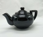 Vintage Redware Pottery Teapot Dark Brown Glaze Japan Crazed Collectible