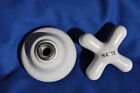 Antique White Porcelain Bathroom Handle  x    Escutcheon 3 1 2  Faucet Knob