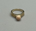 Retro Modern  585 14k Solid Yellow Gold   Angel Skin Coral Vintage Ring S6 4 3g