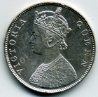 British India 1862 b  Bust A Rev  11 Silver 1 One Rupee Km-473 1 Bu