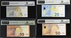 Euro Set 4  5 10 20 50 Euro 2013-2017 P 20 21 29 30 Superb Gem Unc Pmg 66 67 Epq