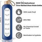 25 Oz Reusable Borosilicate Glass Water Bottle With Time Marker Reminder Quotes
