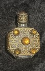 Vintage Czech Mini  Jeweled Filigree Perfume Bottle Beautiful     