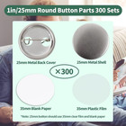 300 Sets 1 Inch Button Maker Supplies  25mm Button Supplies Parts Badge Part  Bu