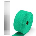 Teal Exhaust Pipe Insulation Thermal Heat Wrap 2  X 50  Car Motorcycle Green