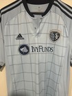 Kansas City Sporting Jersey Light Blue Large 2014 Adidas Climacool - Vg 
