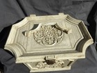 Vintage Max Klein Cream Plastic Sewing Box Storage Container Mcm Ornate Case