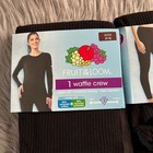 Fruit Of The Loom Thermal Set Women s Size Small Black Waffle Crew Shirt Pants