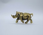 Rhinoceros Figurine Tiny Handmade Brass Collectible Small Animal Miniature