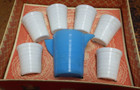 Vintage Play-time Glass Water Set No  112 Akro Agate With Box Bk