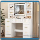 Makeup Vanity Desk W smart Led Makeup Mirror 7 Drawers 10 Shelves Dressing Table