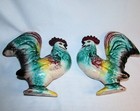 Pair Vintage Mid Century Rooster Wall Pockets California Arts
