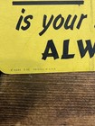 Vintage 1950s Commercial Truck Dash Mount Safe Speed  Reminder Card Semi Sign
