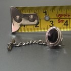 Vintage Sterling Silver And Onyx Swank Men   s Tie Tack Signed