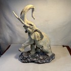 Koreart Hand Painted Elephant Figurines Set Fine Marble Resin 17    Pair