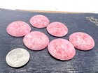 6 Pcs Vintage Pink   White Mottled Glass 25mm Flat Back Cabochon Findings
