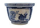 Chinese Blue   White Rectangular Cantonwear Vintage Porcelain Planter