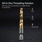 Qwork 6pcs Drill Tap Bit Set 1 4 -20 Unc Titanium Coated Hss     One-step   