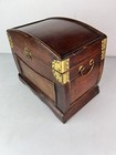 Rare Vintage  Antique Style  Nesting Brown Wood Dome Shaped Storage Box 13x10x8 