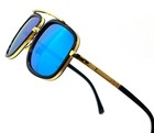Retro Oversized Square Vintage Gold Metal Bar Men Designer Fashion Sunglasses Ma