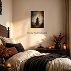 Halloween Horror Witch Canvas Wall Art Dark Academy Witch Painting Picture Wall