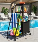 Canyave Poolside Cart Wheels Pool Outdoor Towel Rack Freestanding Rolling