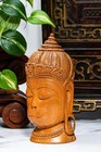Vintage Fine Hand Carved Wood Buddha Bust Statue Spiritual Sculpture Meditation