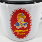 Vintage Sunbeam Bread Enamel Coffee Mug     Advertising Cup  black Rim 