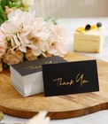 Gold Mini Thank You Cards Small Business - 100 Pk - Flat Card No Fold  2 X 3    