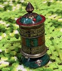 Tibetan Table Top Turquoise Coral Nepal Prayer Wheel Color Mantra Art As Is