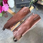 Vintage Busato Leather Horse Riding Half Chaps Gloves Leg Protection Italy Brown