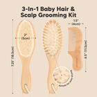 Wooden Baby Hair Brush And Comb Set With Soft Bristles For Newborns