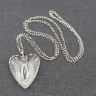 Vintage Waterford Crystal Heart Pendant Necklace Silver Tone Chain 32 