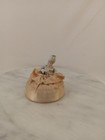 Vintage Porcelain Beautiful Half Doll Pin Cushion In Fabric Gown