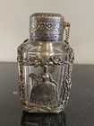 Antique Victorian Glass And Silver Mounted Heavy Vanity Atomizer Perfume Bottle