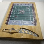 Texas  A m Aggies Glass Top Cutting Board Knife Set Bamboo Tempered Glass