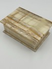 Vintage Banded Onyx Marble Jewelry Trinket Box Natural Stone 6   