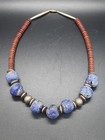 African Style Necklace Trade Bead Glass Beads Cobalt Blue Vintage Primitive Bead