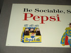 1960- Pepsi-cola Store Display Cardboard Sign- Be Sociable C-730-org- Exc- 28 