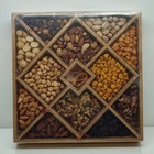Gourmet Mixed Nuts Christmas Gift Basket With Lazy Susan In Sleek Bamboo Wood