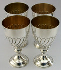 4 Quality English Silver Plate Wine Goblets Cups Chalices C1950 Barware
