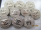 Lot Of Eight  20 Mm Designer Cc Button Clean Silver Tone Chanel 8 Buttons